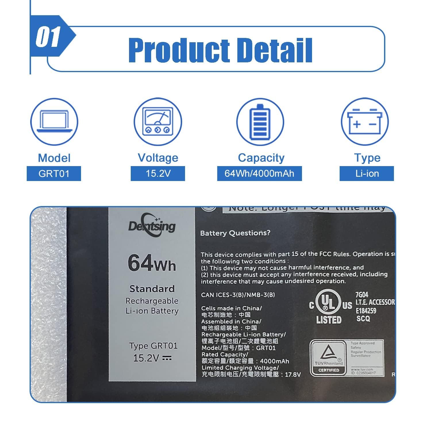 Amazon.com: Dentsing GRT01 64Wh Laptop Battery Replacement for